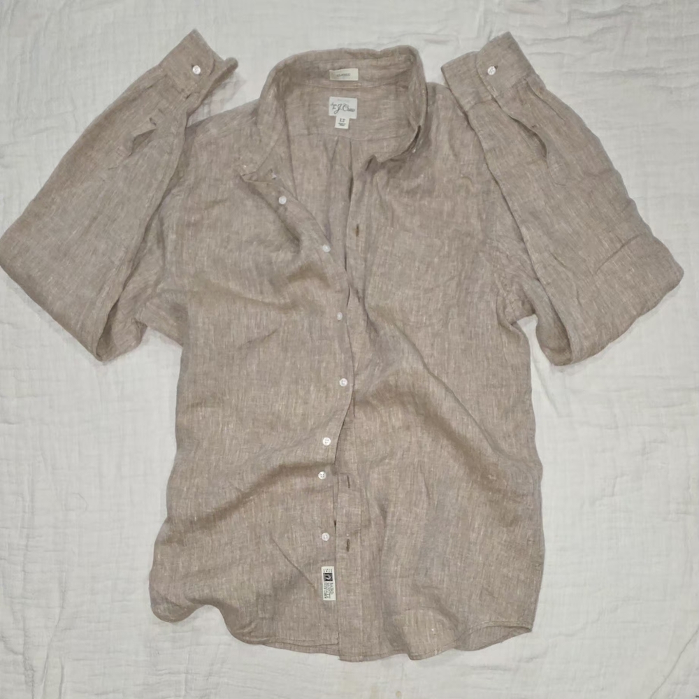 J. Crew Men's Casual Button Down Shirt - Light Brown